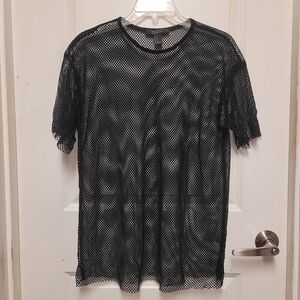 Forever 21 Black Mesh Top Sz Medium